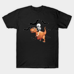 Funny Halloween Skeleton And Dinosaur product T-Shirt